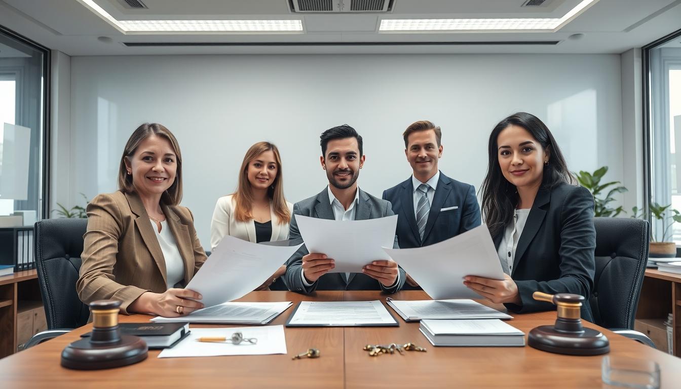 Family examining legal documents